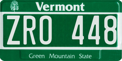 VT license plate ZRO448
