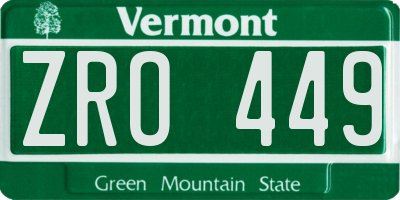 VT license plate ZRO449