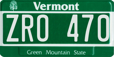 VT license plate ZRO470