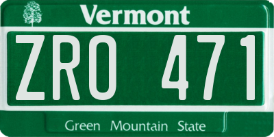VT license plate ZRO471