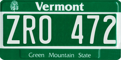 VT license plate ZRO472