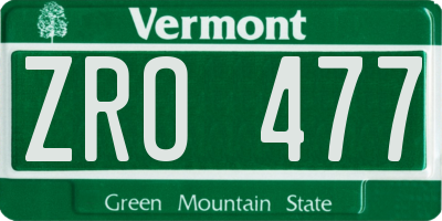 VT license plate ZRO477