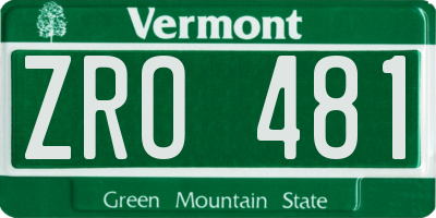 VT license plate ZRO481