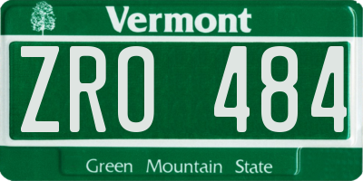 VT license plate ZRO484