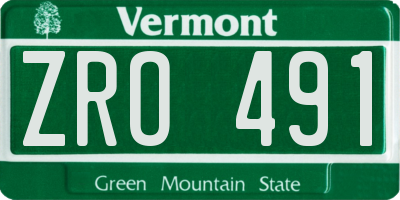 VT license plate ZRO491