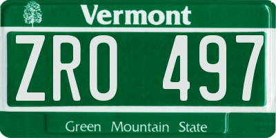 VT license plate ZRO497
