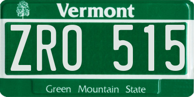 VT license plate ZRO515
