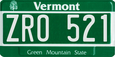 VT license plate ZRO521