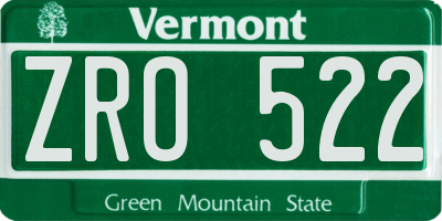 VT license plate ZRO522