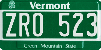 VT license plate ZRO523
