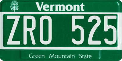 VT license plate ZRO525
