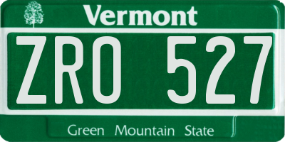 VT license plate ZRO527