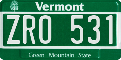 VT license plate ZRO531
