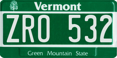 VT license plate ZRO532