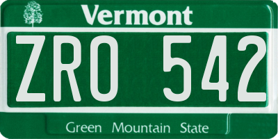 VT license plate ZRO542