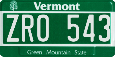 VT license plate ZRO543