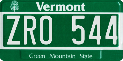 VT license plate ZRO544