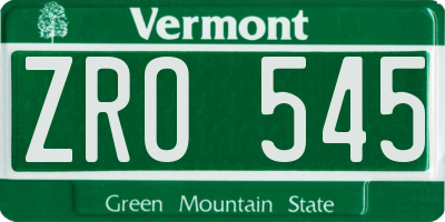 VT license plate ZRO545