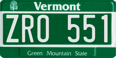 VT license plate ZRO551