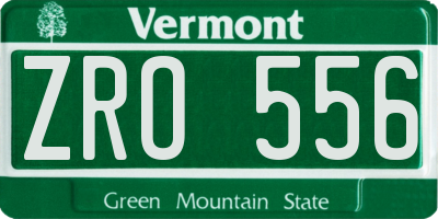 VT license plate ZRO556