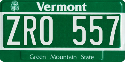 VT license plate ZRO557