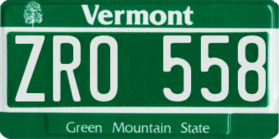 VT license plate ZRO558