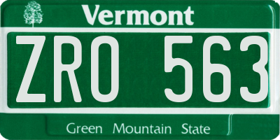 VT license plate ZRO563