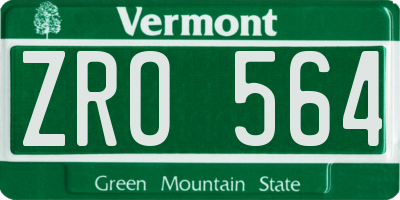 VT license plate ZRO564