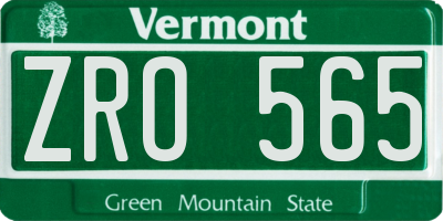 VT license plate ZRO565