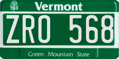 VT license plate ZRO568