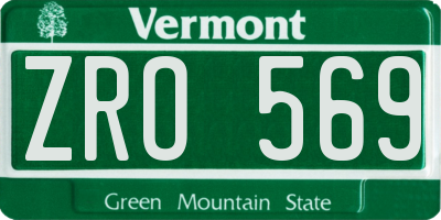 VT license plate ZRO569