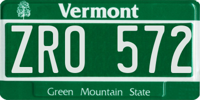 VT license plate ZRO572