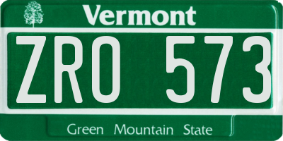 VT license plate ZRO573