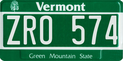 VT license plate ZRO574