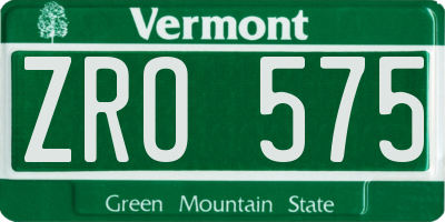 VT license plate ZRO575