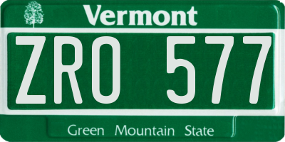 VT license plate ZRO577