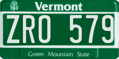 VT license plate ZRO579