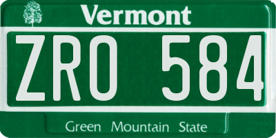 VT license plate ZRO584