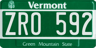 VT license plate ZRO592