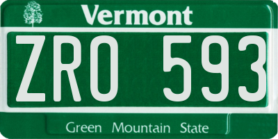 VT license plate ZRO593