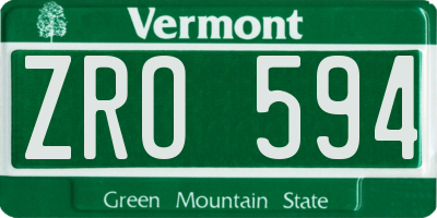 VT license plate ZRO594