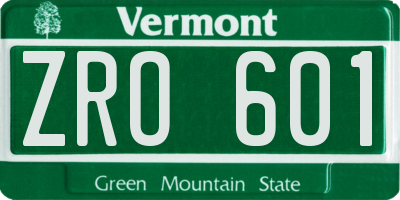 VT license plate ZRO601