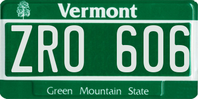 VT license plate ZRO606