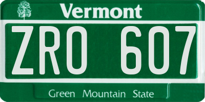 VT license plate ZRO607