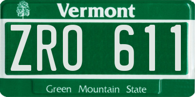 VT license plate ZRO611