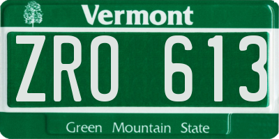 VT license plate ZRO613