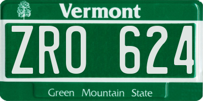 VT license plate ZRO624