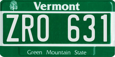 VT license plate ZRO631