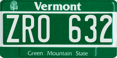 VT license plate ZRO632