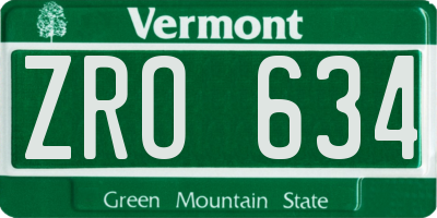 VT license plate ZRO634